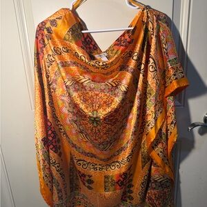 Arden B Women’s Size Large Vibrant Orange Patterned Kaftan Made in India